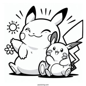 Happy Pikachu And Raichu Coloring Page Pokemon Poster