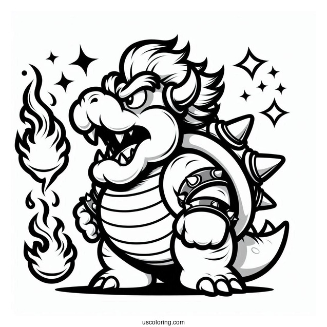 Fire Breathing Bowser To Color