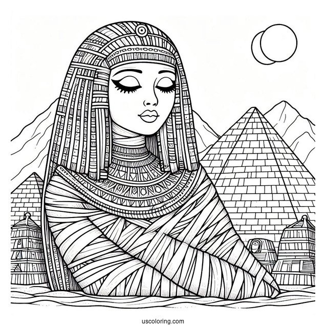 Egyptian Mummy Coloring Page Outside The Pyramid