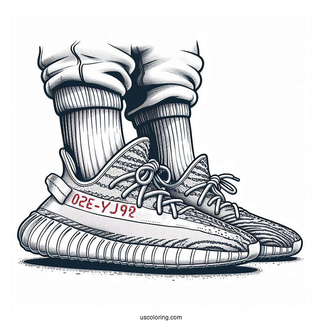 Yeezy x Adidas Running Sneakers Coloring Page