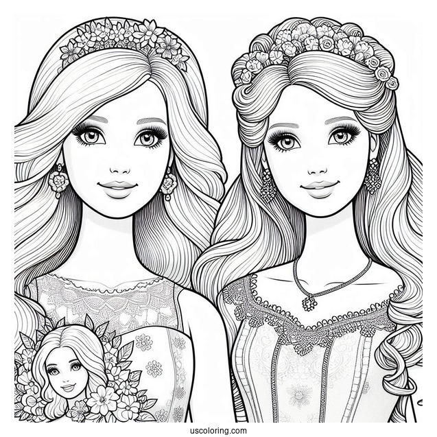 Barbie And Sister Kelly Coloring Page