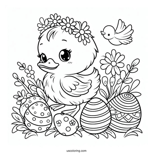 Easter Themed Ducks To Color For Kids
