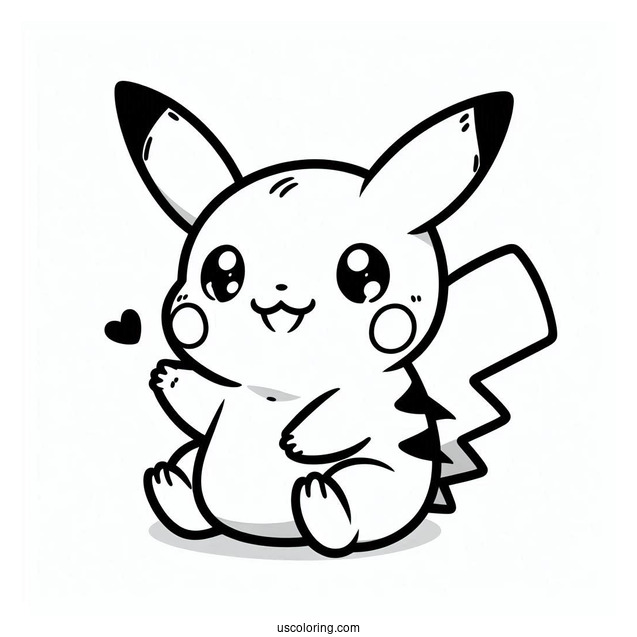 Kawaii Baby Pikachu Coloring In For Preschoolers