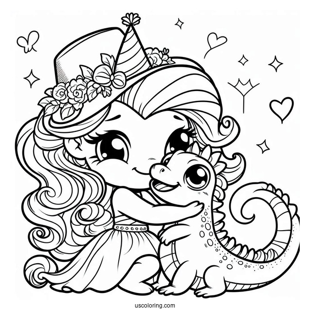 Birthday Girl Pinkie Pie Coloring Page Hugging A Lizard