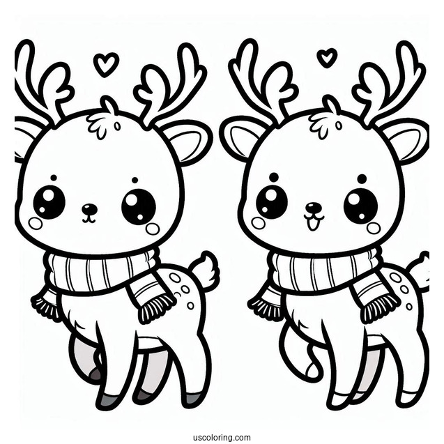 Adorable Kawaii Themed Reindeer To Color