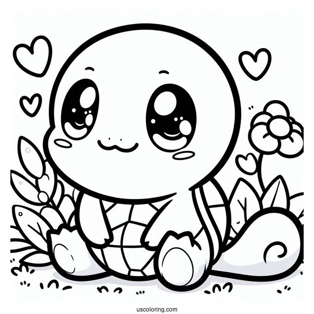 Kawaii Squirtle Coloring Page For Kids