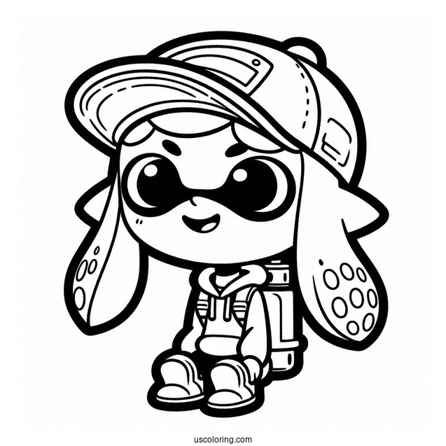 Splatoon Coloring Page Of Smiling Octoling Boy For Preschoolers