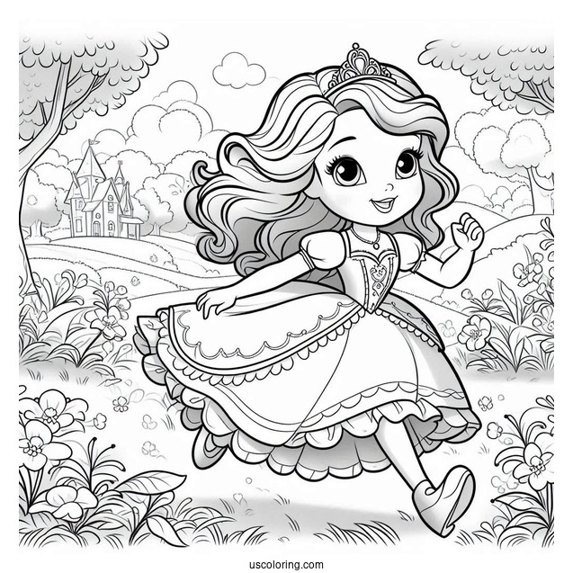 Sofia The First Coloring Page Running In The Forest