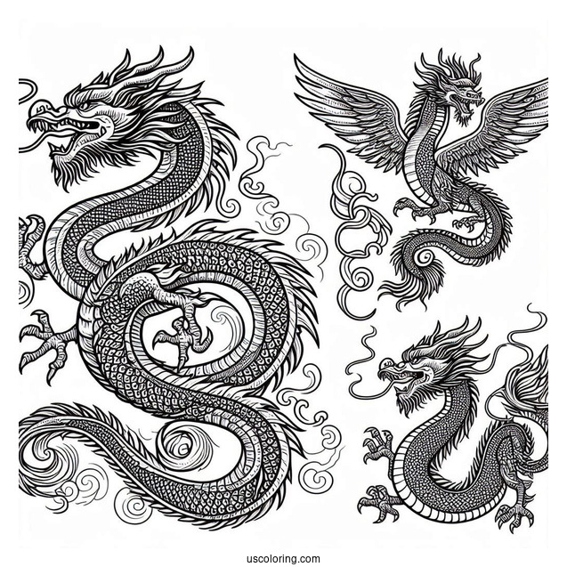 Ancient Looking Dragon To Color