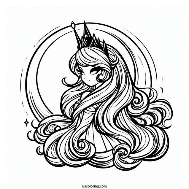 Princess Luna Coloring Page With Crescent Moon In Background