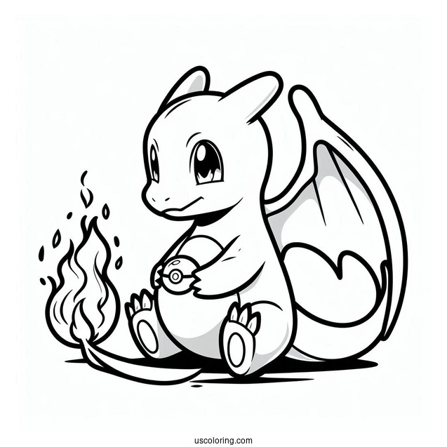 Charizard With Ash Coloring Page For Kids