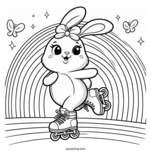 Sunny Bunnies Coloring Page Of Shiny Rollerblading On The Rainbow