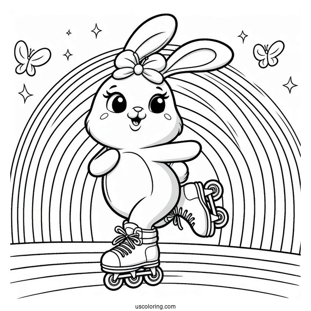 Sunny Bunnies Coloring Page Of Shiny Rollerblading On The Rainbow