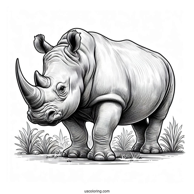 Realistic Rhino Coloring Picture