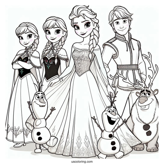 Elsa, Anna, Sven, Olaf, And Kristoff
