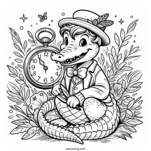 Coloring Sheet Of Tick-Tock the Crocodile