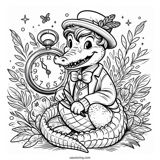 Coloring Sheet Of Tick-Tock the Crocodile
