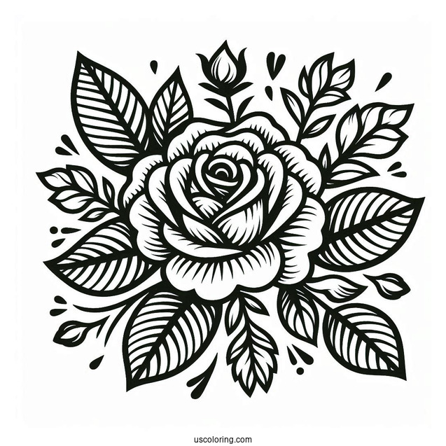 Floral Rose Design To Color