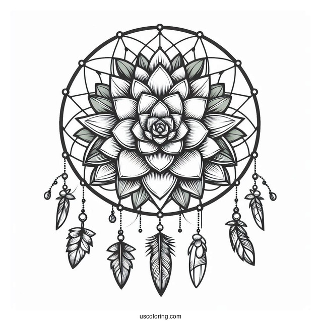 Succulent Coloring Page Dreamcatcher