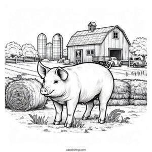 Farm Bred Pig To Color