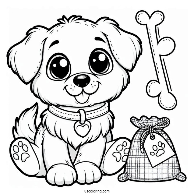 Smiling Puppy With Bone Tag