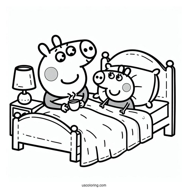 Peppa And George Going To Bed Coloring Page