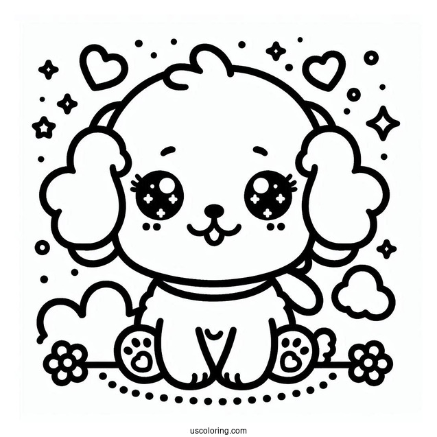 Kawaii Puppy Coloring Page For Kids
