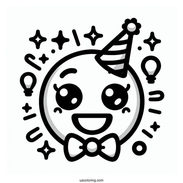 Partying Face Emoji Coloring Page