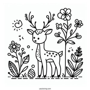 Spring Coloring Page Deer Outline For Preschoolers