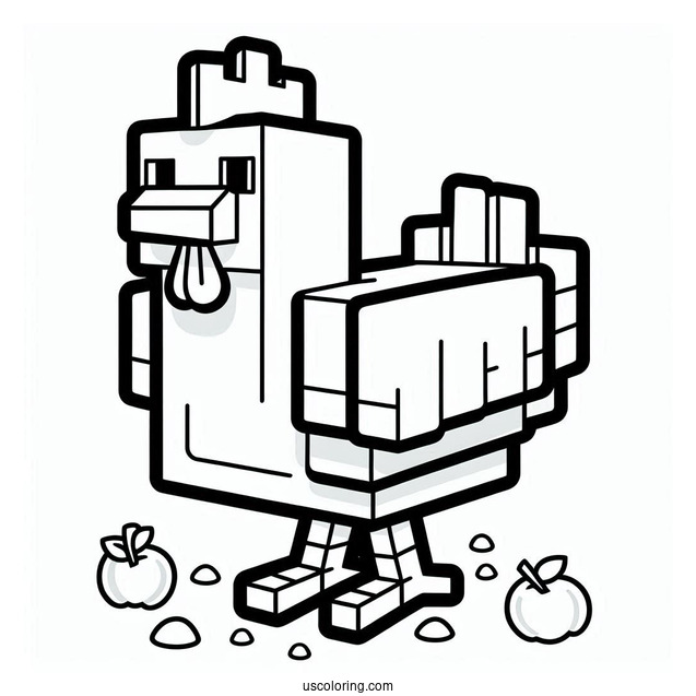 Minecraft Chicken Coloring Sheet