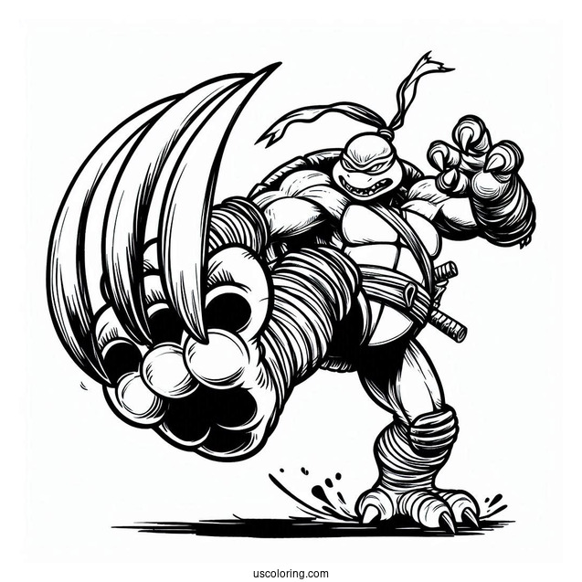 Ninja Turtles Coloring Page Of Tiger Claw Attacking