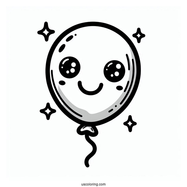Smiley Face Balloon Coloring Page