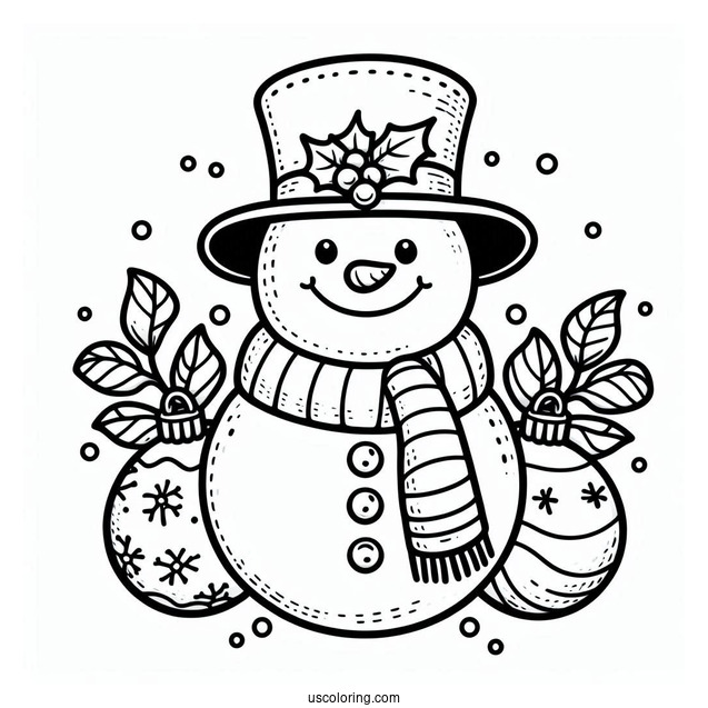 Snowman Christmas Ornament To Color