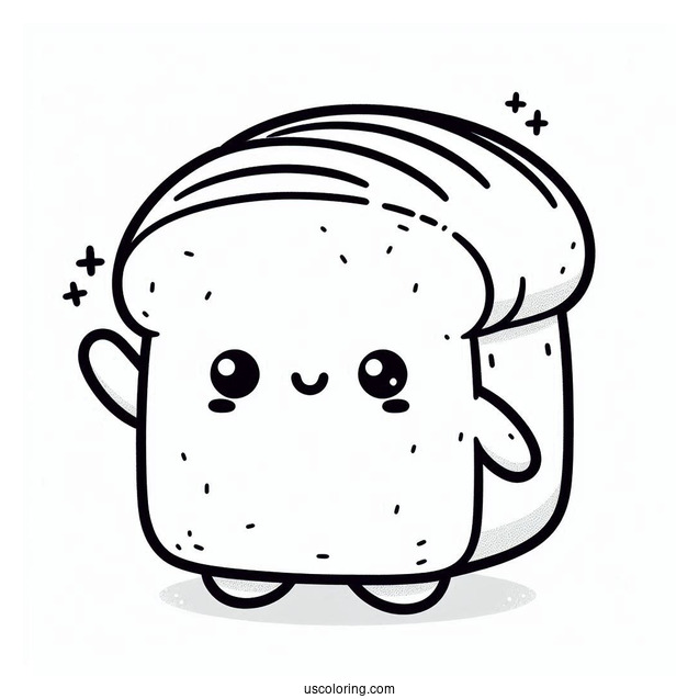 Cute Coloring Page Of Bread Loaf Waving For Preschoolers