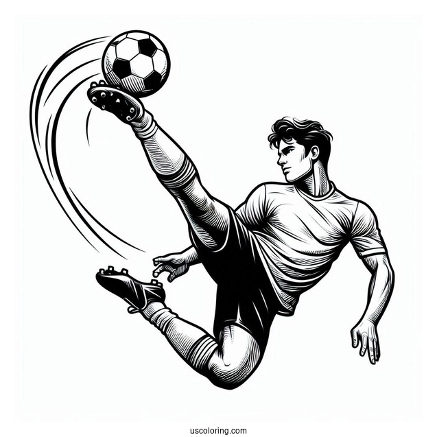 Soccer Player Doing Bicycle Kick To Color