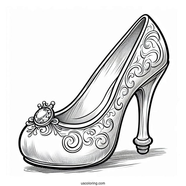 Cinderella Glass Slipper Coloring Page