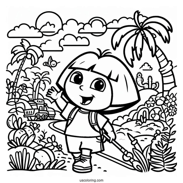 Simple Outline Of Dora For Preschoolers To Color
