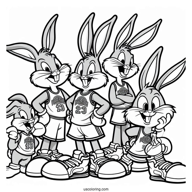 Cute Bugs Bunny In Tune Squad Jersey Coloring Page For Kids