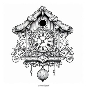 Detailed Cuckoo Clock Coloring Page