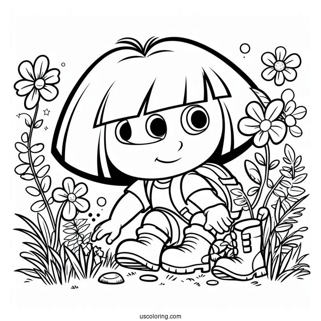 Dora And Boots Quietly Creeping Coloring PAge