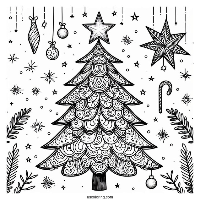 Christmas Tree With Large Star Light