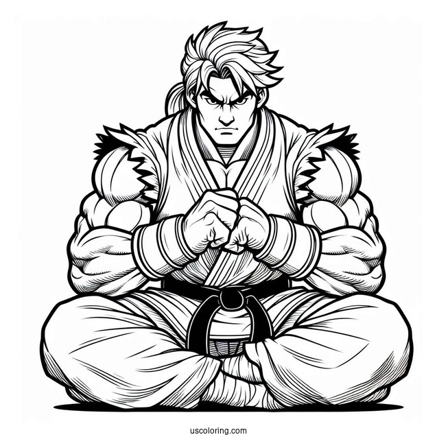 Street Fighter Coloring Page Of Ken Masters For Kids