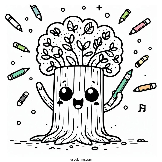 Happy Sprunki Coloring Page Of Mr Tree