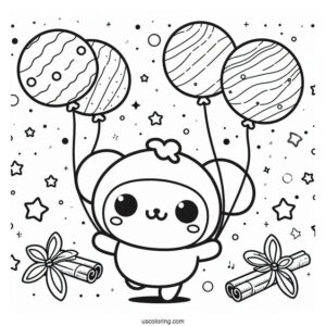 Pompompurin With Cinnamon Flying With Balloons
