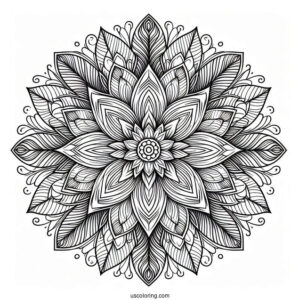Tangled Flower Mandala Coloring Page