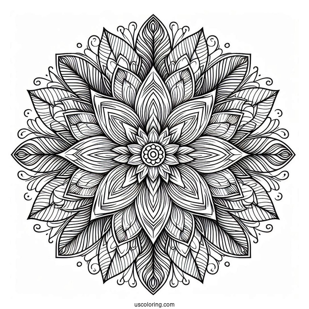 Tangled Flower Mandala Coloring Page