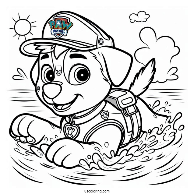 Chase From Paw Patrol Swimming In Water