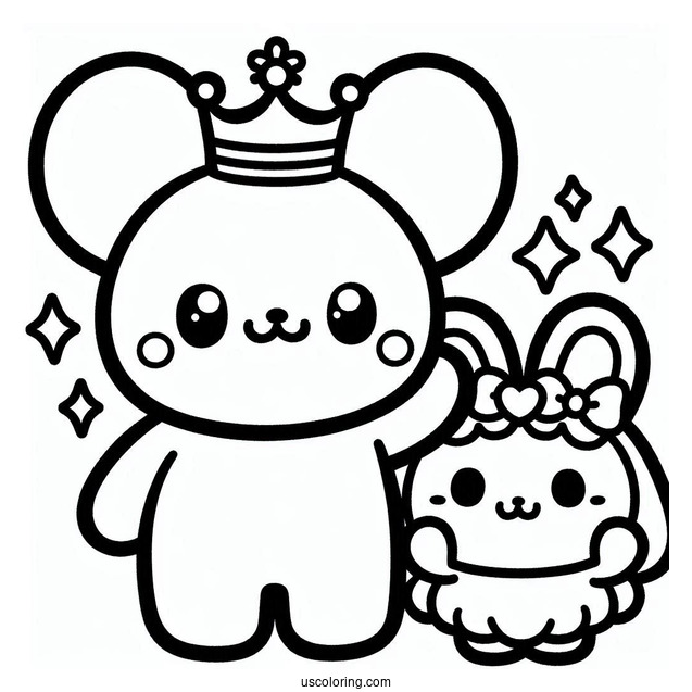 Kawaii Pochacco Coloring Page And Cinnamoroll Wearing Crowns For Kids