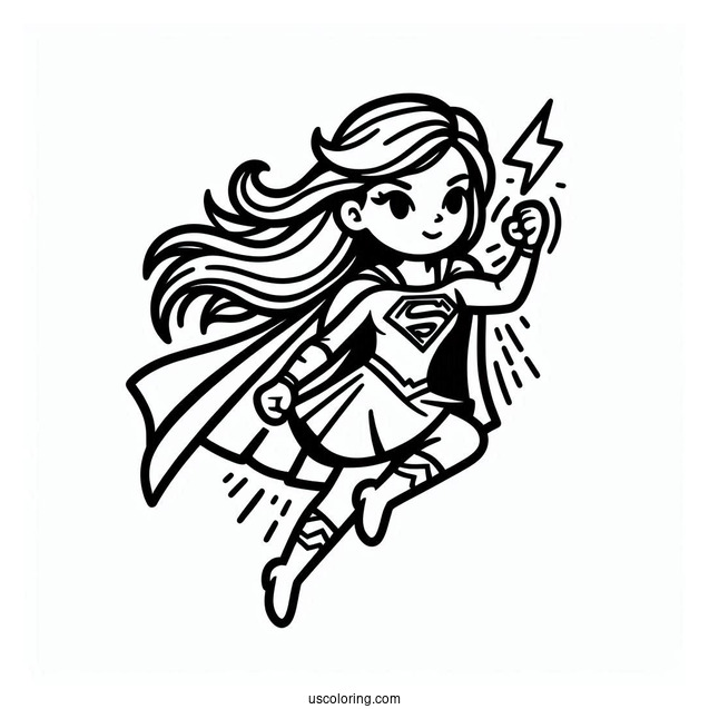 Easy Supergirl Coloring Page With Flash Outline