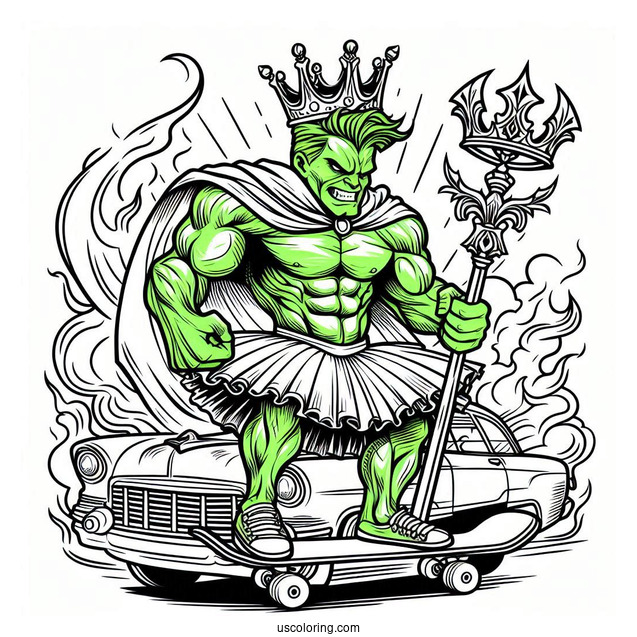 Hulk Coloring Page Raging On Top Of A Car